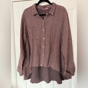 Cut Loose Women's Black and Pink Checkered Button-Down Shirt